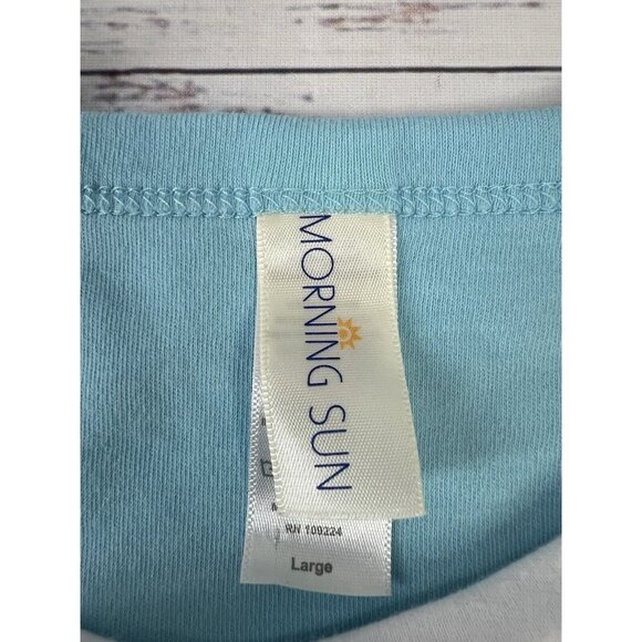 90s Morning Sun Sweatshirt L Nautical Seashell Coastal Blue Cottage - Picture 11 of 12